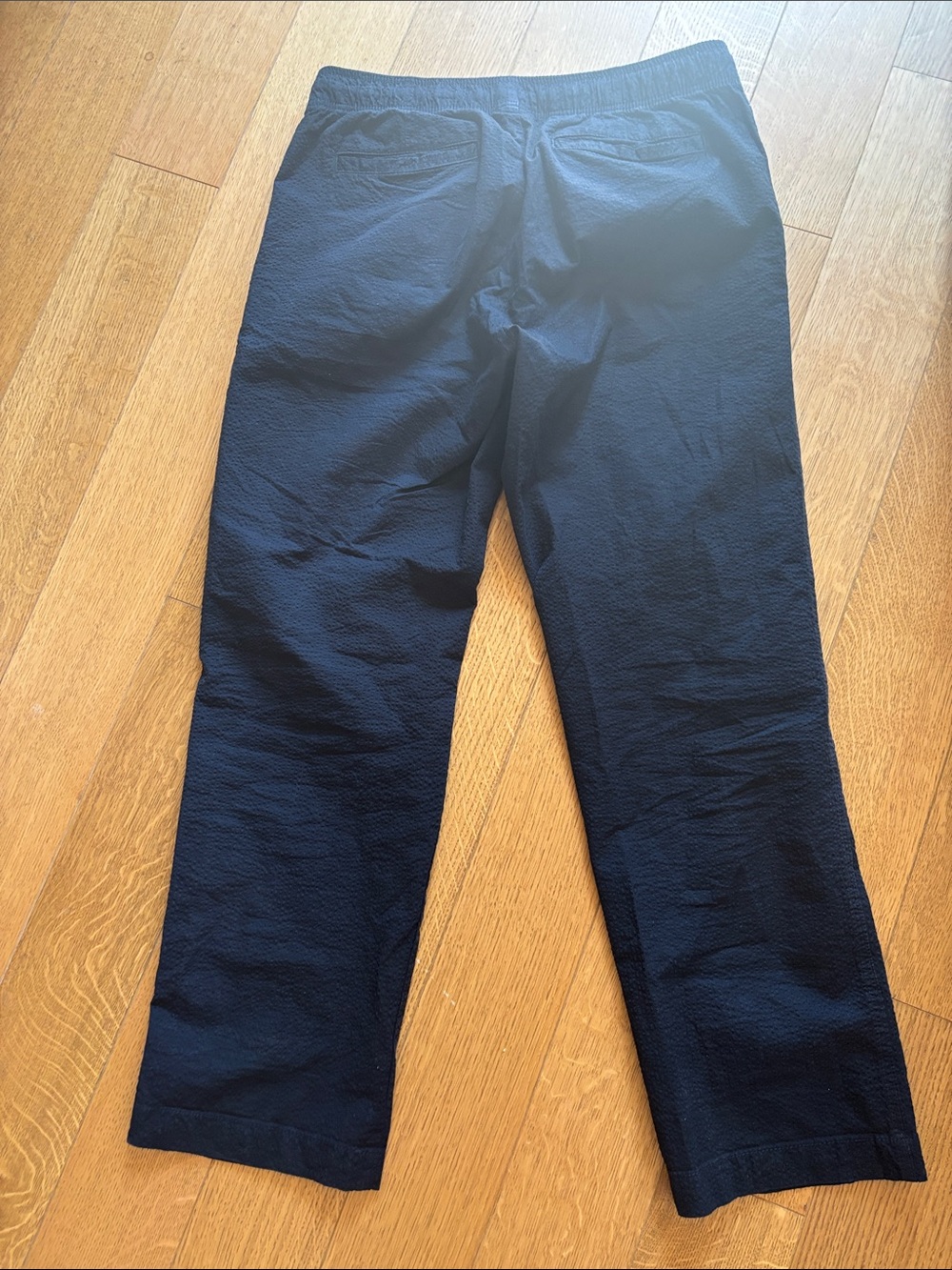 Men's Navy Seersucker Chinos - Comfortable Casual Fit - Picture 5 of 7